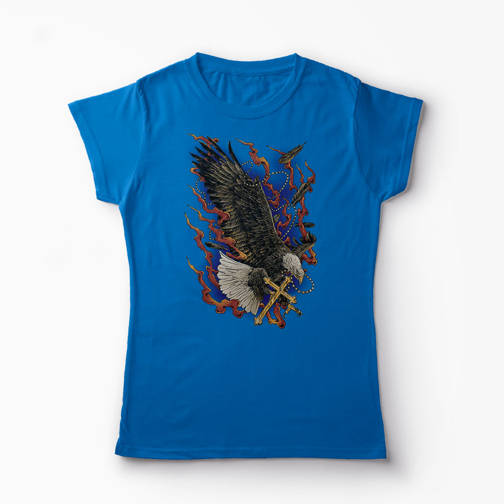 Tricou Vultur Cruce - Femei-Albastru Regal
